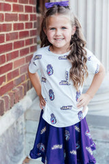JMU White Duke Dog Ruffle Pocket Tee - Mila & Rose ® - Flyclothing LLC
