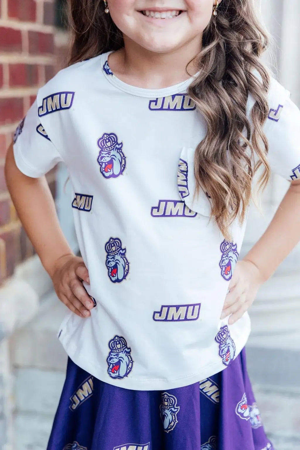 JMU White Duke Dog Ruffle Pocket Tee - Mila & Rose ® - Flyclothing LLC