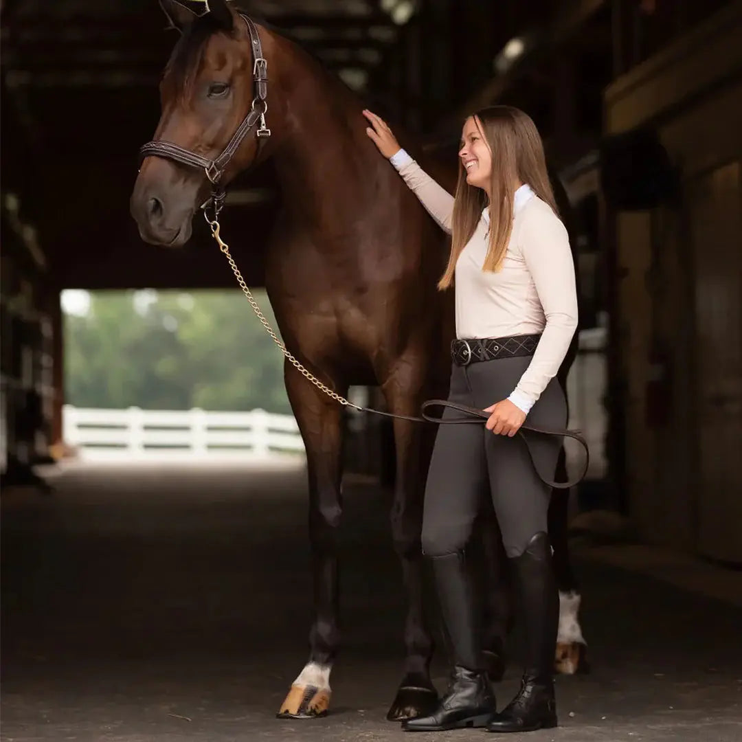 Henri de Rivel Pro Collection Leather Lead with 24" Solid Brass Chain - Breeches.com - Flyclothing LLC
