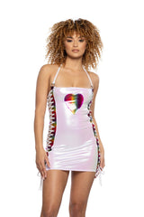 J-Valentine JR113 - Unicorn & Rainbow Lace-Up Mini Dress - J. Valentine