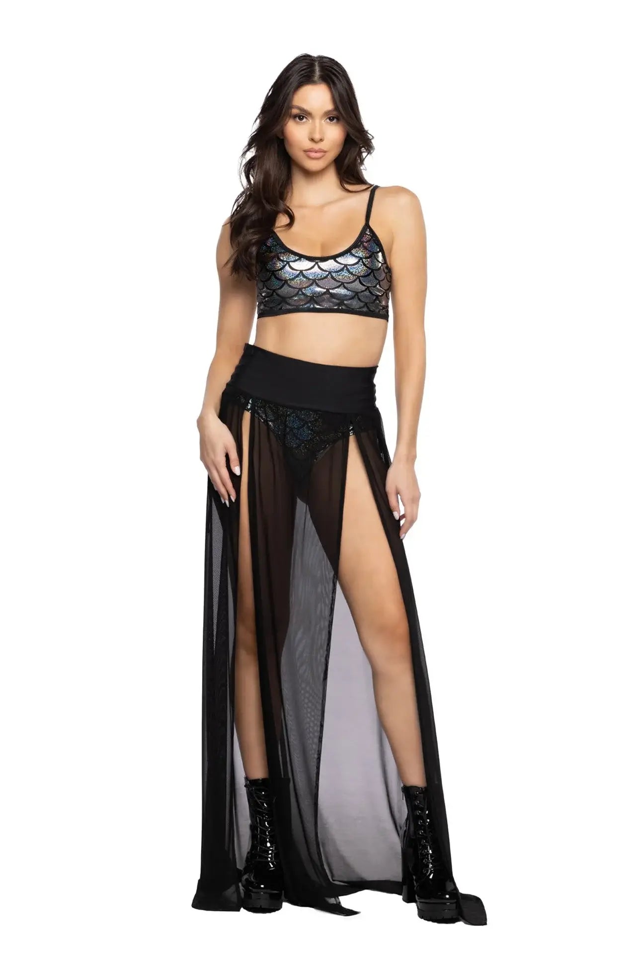 FF470 - Long Two-Slit Skirt - J. Valentine - Flyclothing LLC