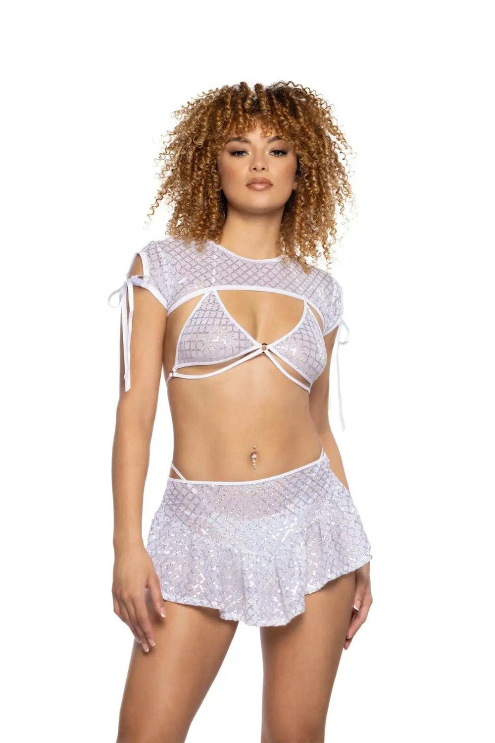 J-Valentine JR127 - Diamond Sequin Mesh Skirt - J. Valentine - Flyclothing LLC