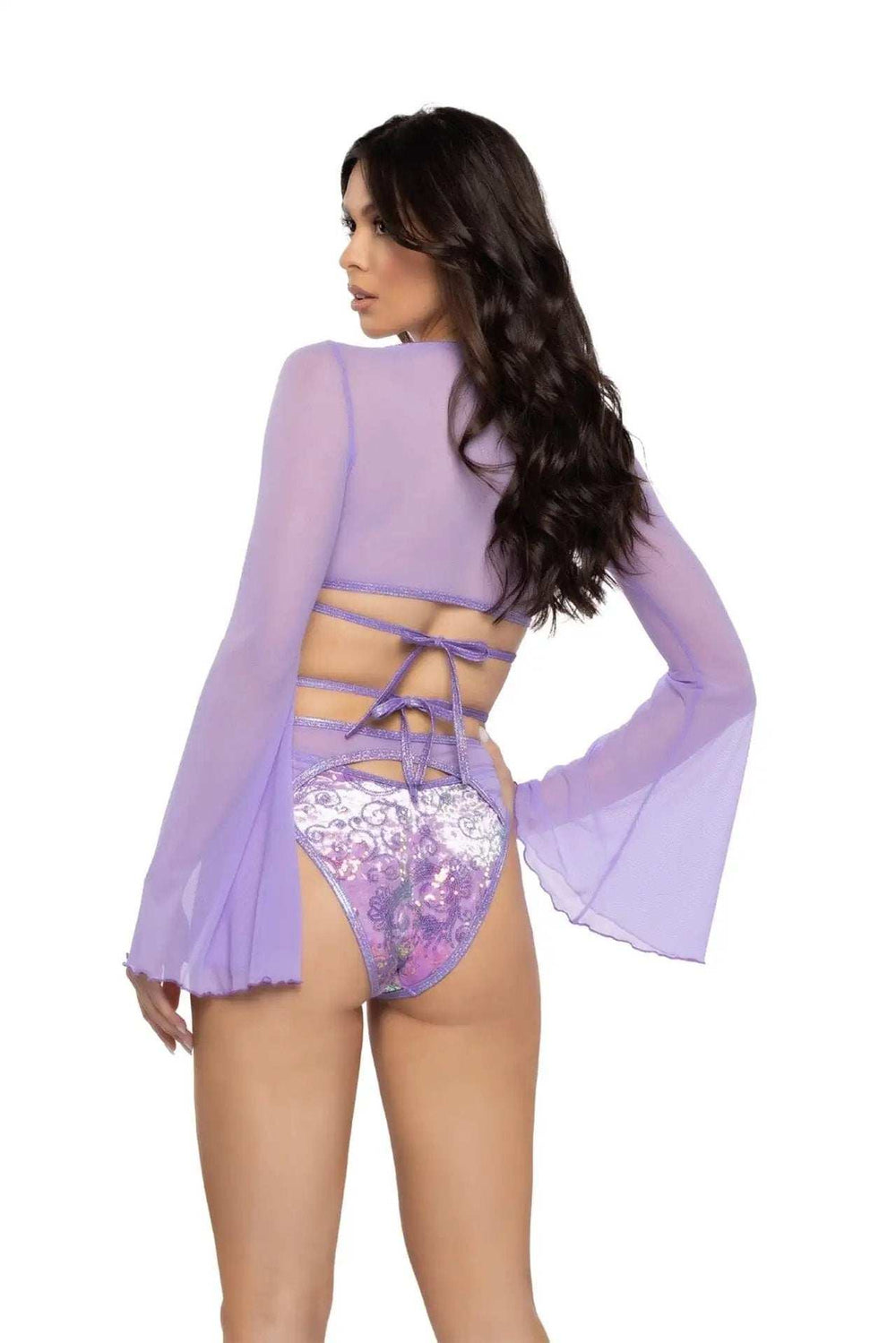 J-Valentine JR133 - Sequin Velvet & Mesh Wrap Top - J. Valentine - Flyclothing LLC