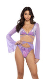 J-Valentine JR133 - Sequin Velvet & Mesh Wrap Top - J. Valentine