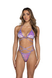 J-Valentine JR136 - Sequin Velvet Triangle Top And Cross-Bottom Set - J. Valentine