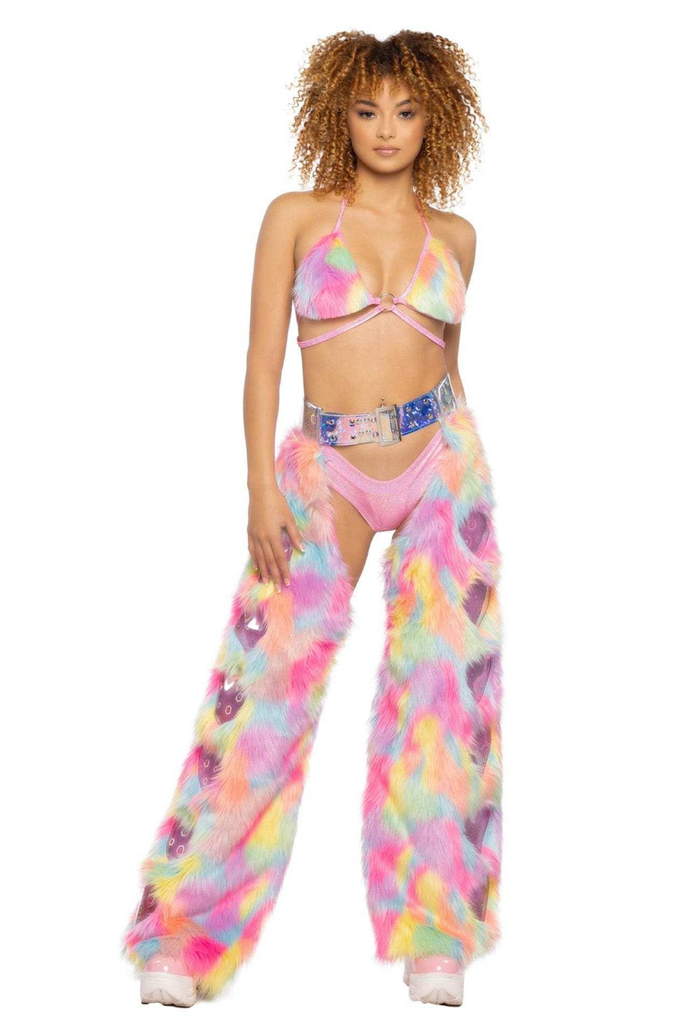 J-Valentine JR147 - Faux Fur Rainbow Heart Chaps - J. Valentine - Flyclothing LLC