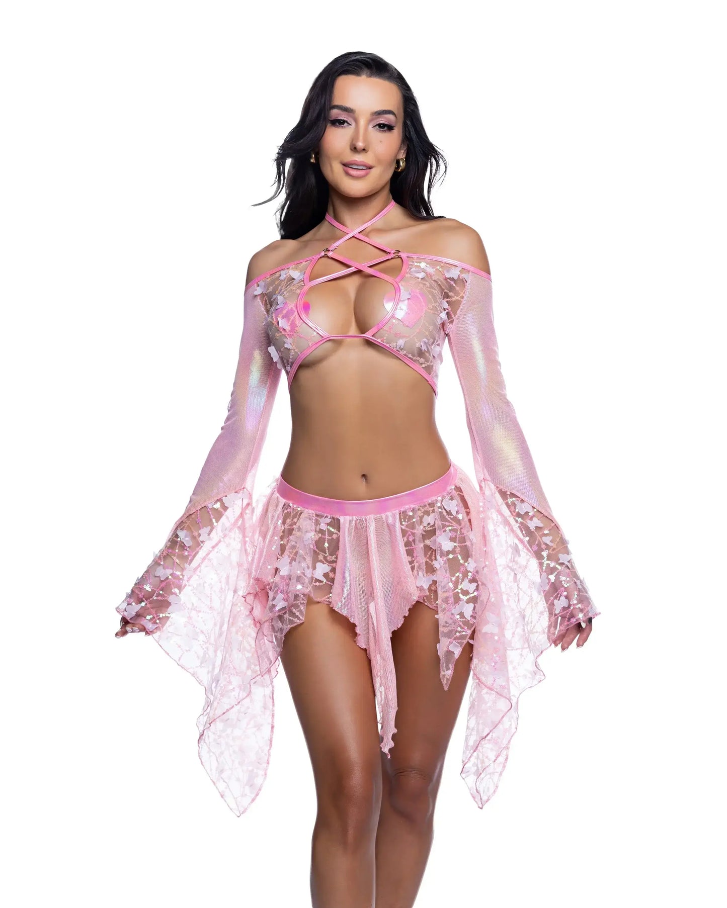 J Valentine sequin butterfly top skirt set jr262 - J. Valentine - Flyclothing LLC