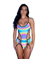 J Valentine reflective lace up bodysuit jr288 - J. Valentine - Flyclothing LLC