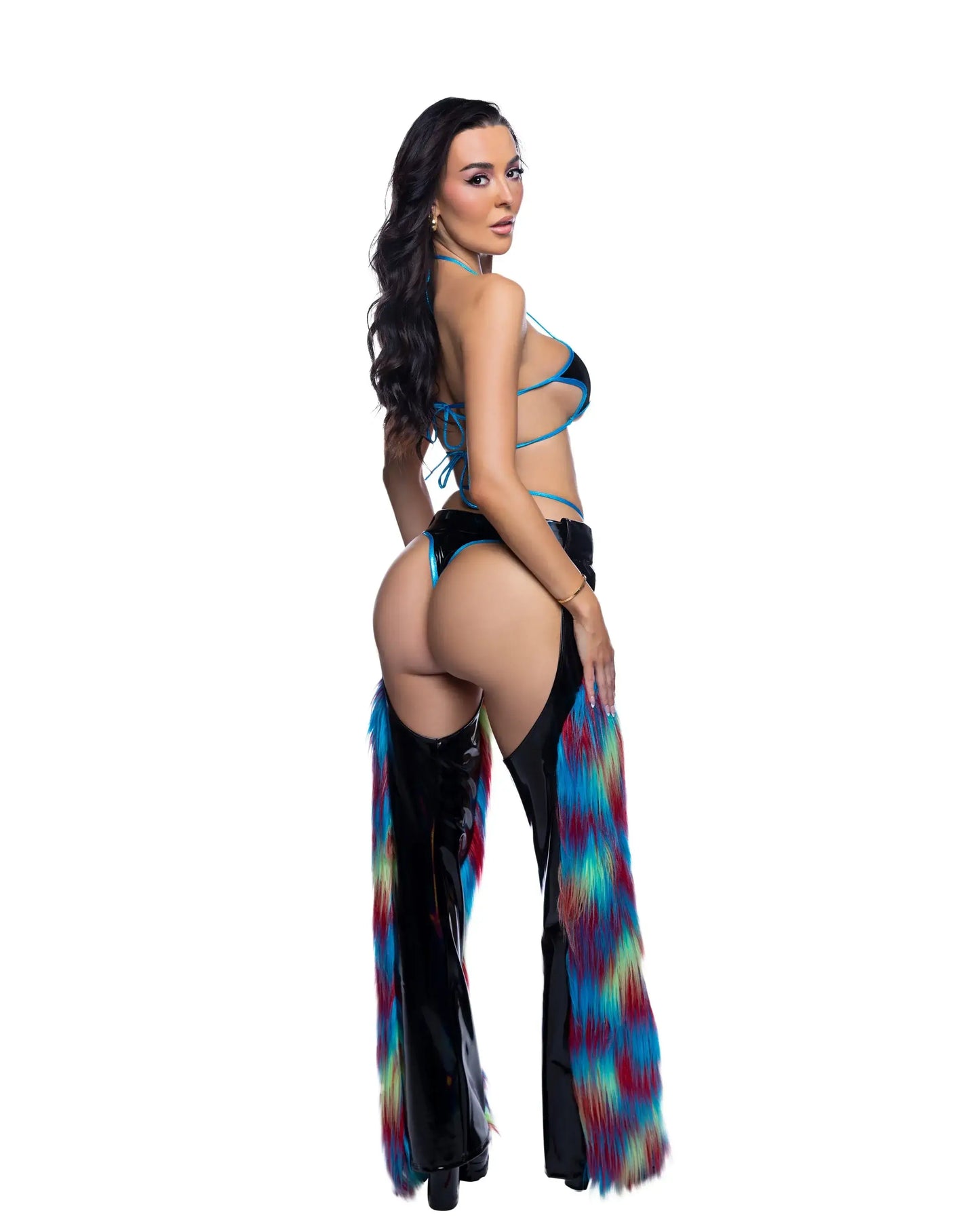 J Valentine pvc faux fur belted chaps jr299 - J. Valentine - Flyclothing LLC
