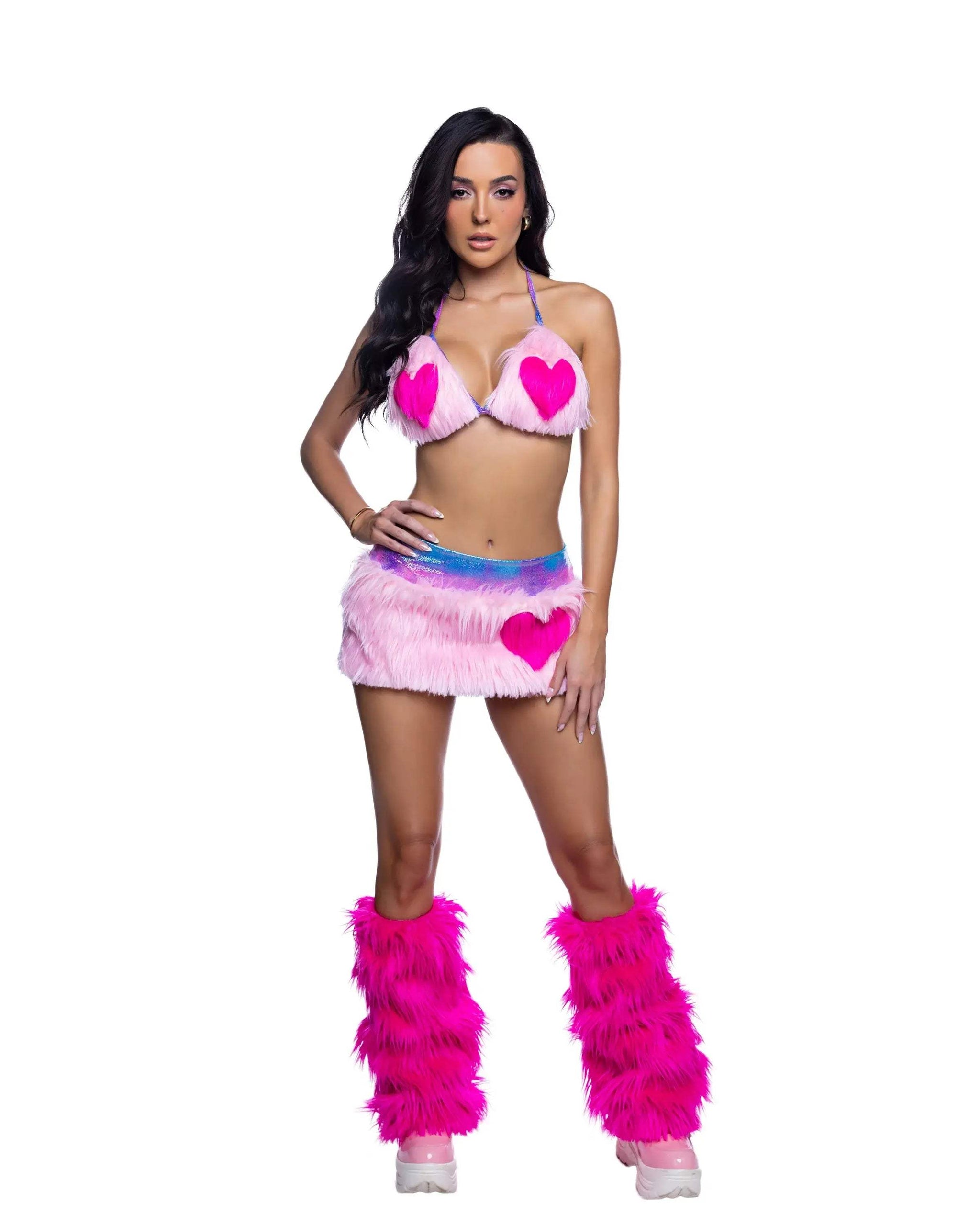 J Valentine faux fur heart skirt top set jr302 - J. Valentine - Flyclothing LLC