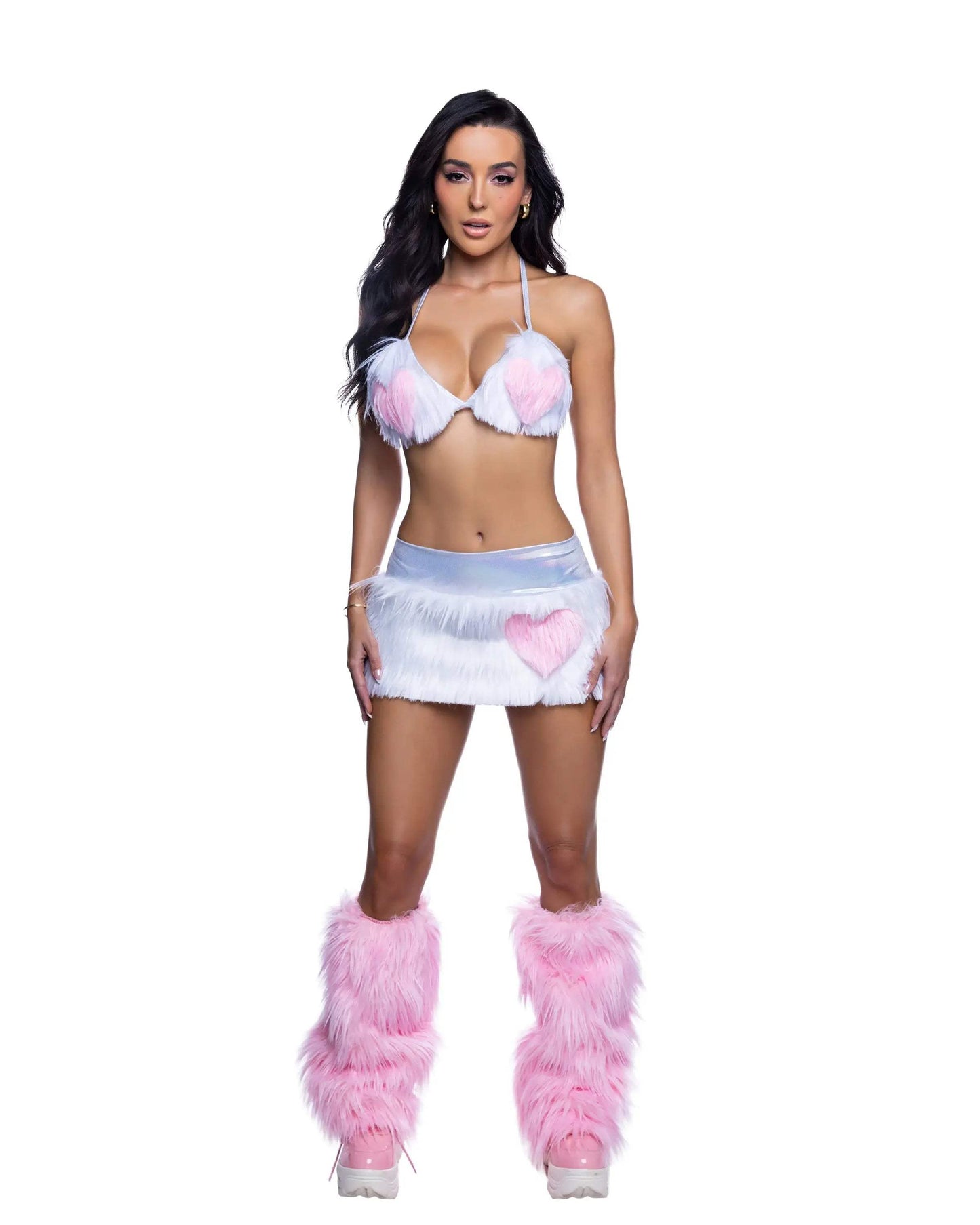 J Valentine faux fur heart skirt top set jr302 - J. Valentine - Flyclothing LLC