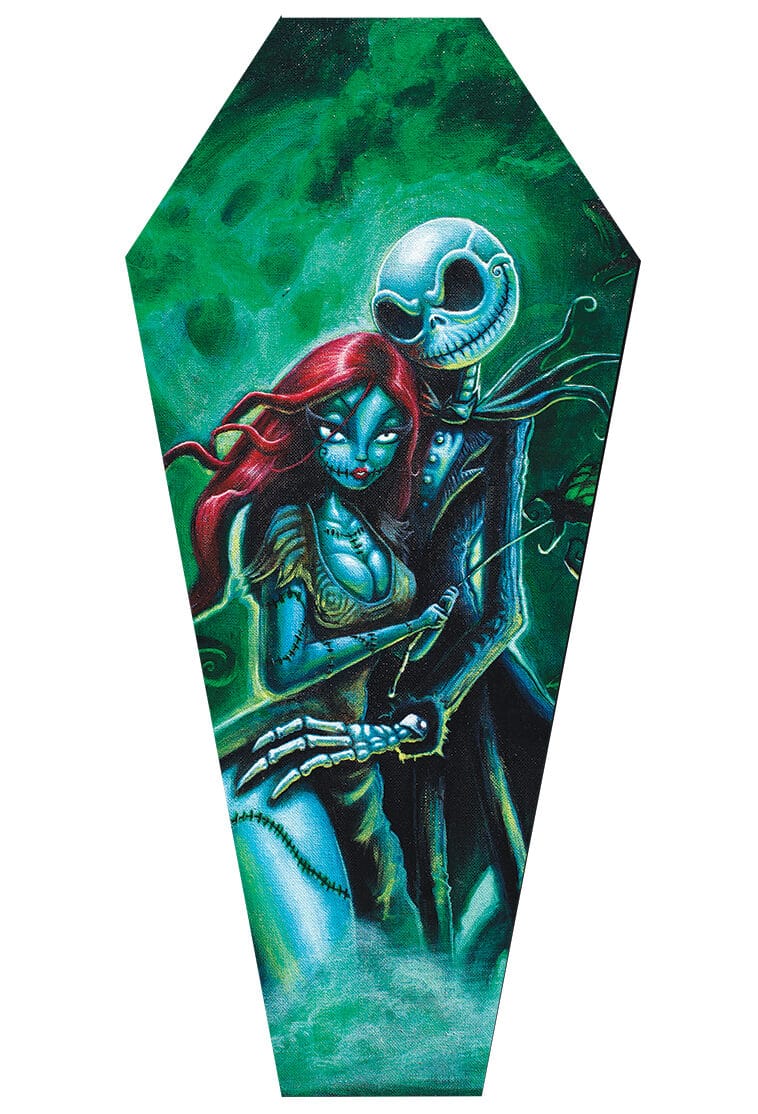Black Market Art Company Jack & Sally & Stretched Canvas Coffin Print