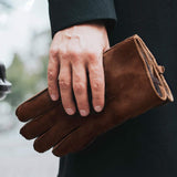 Jack (brown) – Suede leather gloves with luxurious sheep fur lining