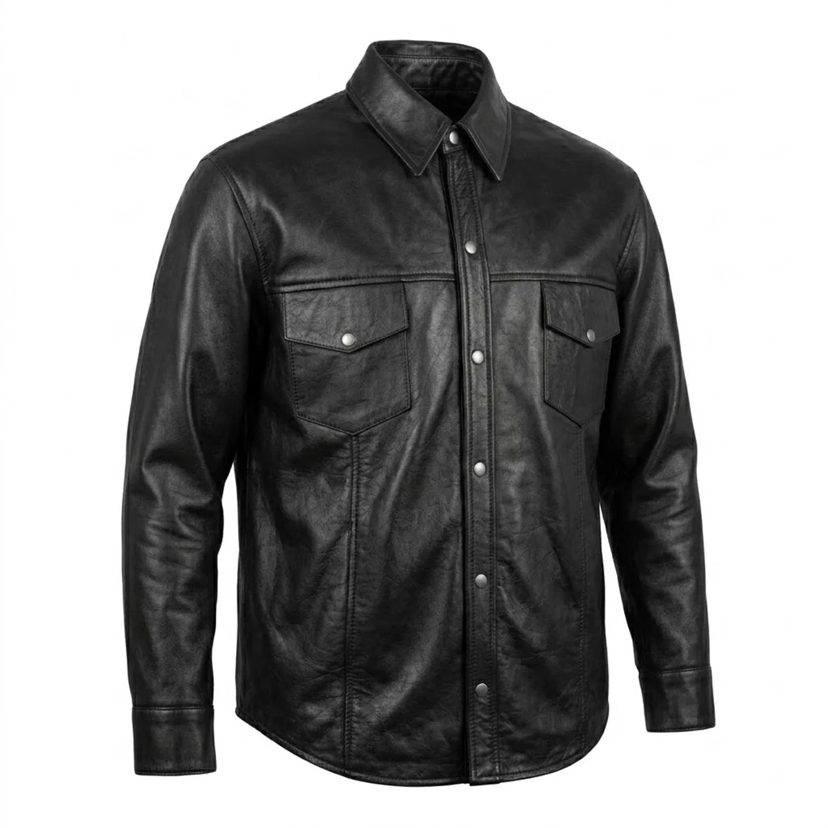 Titan - Men's Shirt style Premium Leather Biker Jacket - Unik Just for Bikers - Flyclothing LLC