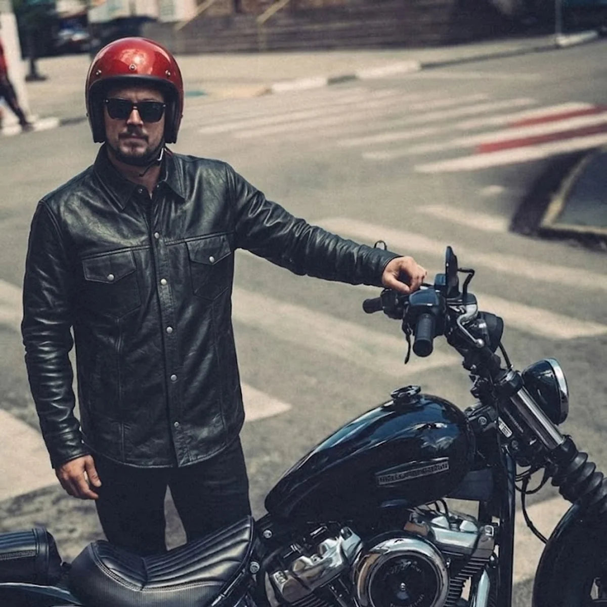 Titan - Men's Shirt style Premium Leather Biker Jacket - Unik Just for Bikers - Flyclothing LLC