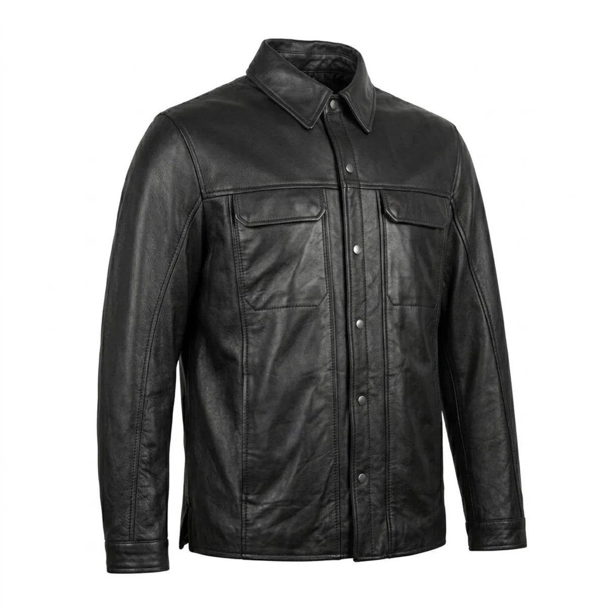 Edge - Premium Men's motorcycle Leather Jacket (Shirt Style) - Unik Just for Bikers - Flyclothing LLC
