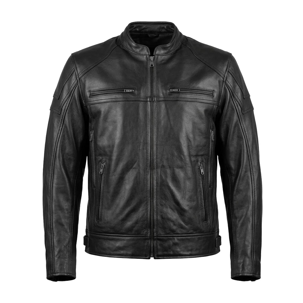Ace - Ultra Men's Black Leather Motorcycle Jacket - Unik Just for Bikers - Flyclothing LLC