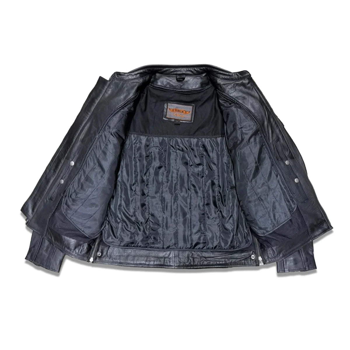 Ace - Ultra Men's Black Leather Motorcycle Jacket - Unik Just for Bikers - Flyclothing LLC