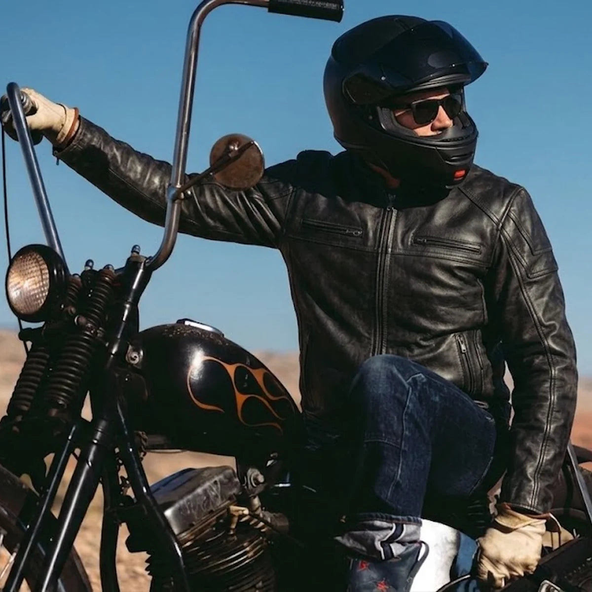 Ace - Ultra Men's Black Leather Motorcycle Jacket - Unik Just for Bikers - Flyclothing LLC