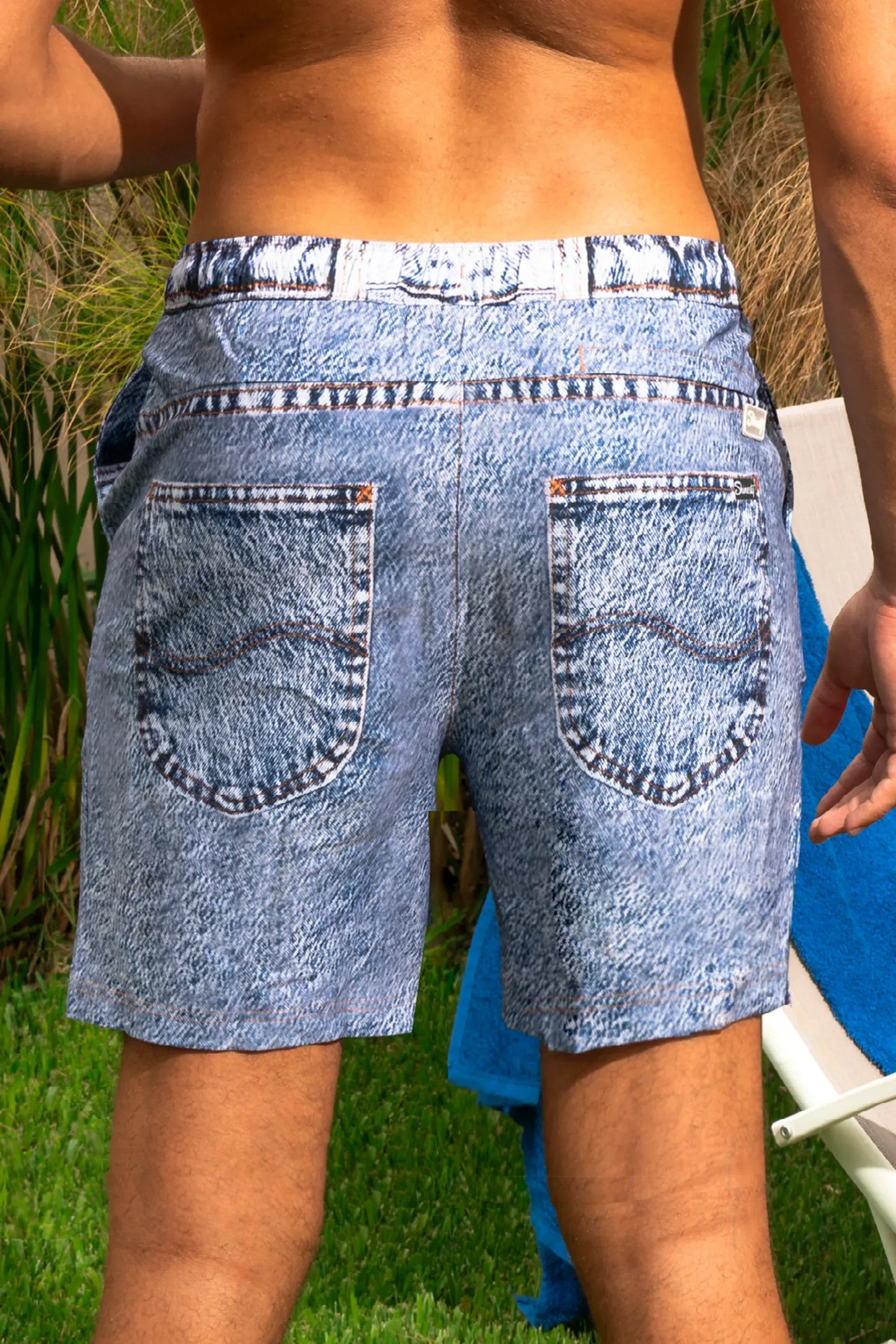 The Jacksonville Jort | Denim USA Ball Hammock® Pouch 8" Swim Trunks - Shinesty - Flyclothing LLC