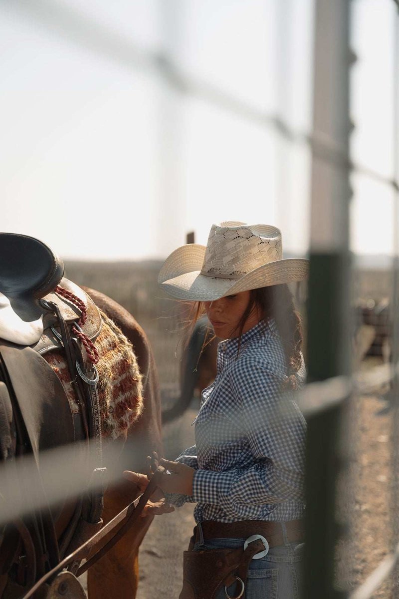 Women's Cowboygirl Blue Gingham Granddaddy Snap Shirt - Ely Cattleman - Flyclothing LLC
