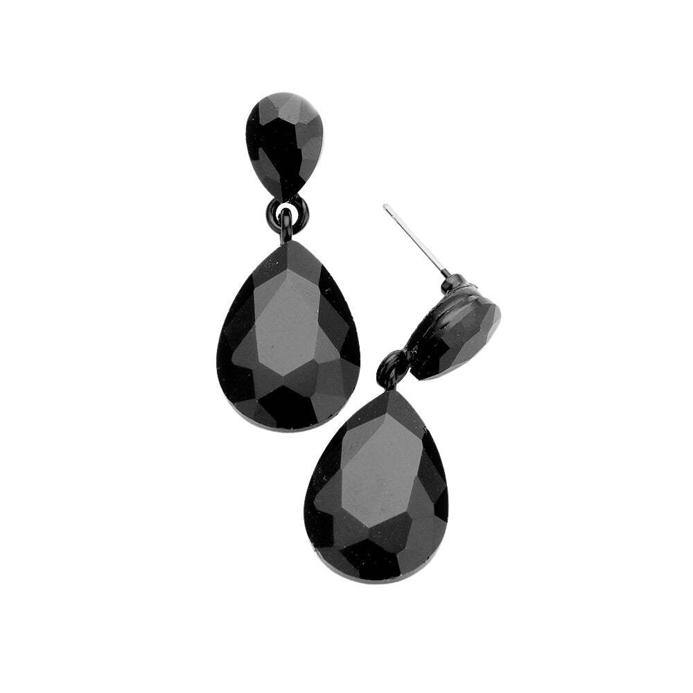 Glass Crystal Teardrop Dangle Earrings - Madeline Love - Flyclothing LLC