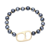 Abstract Metal Accented Faceted Beaded Stretch Bracelet - Madeline Love - Flyclothing LLC