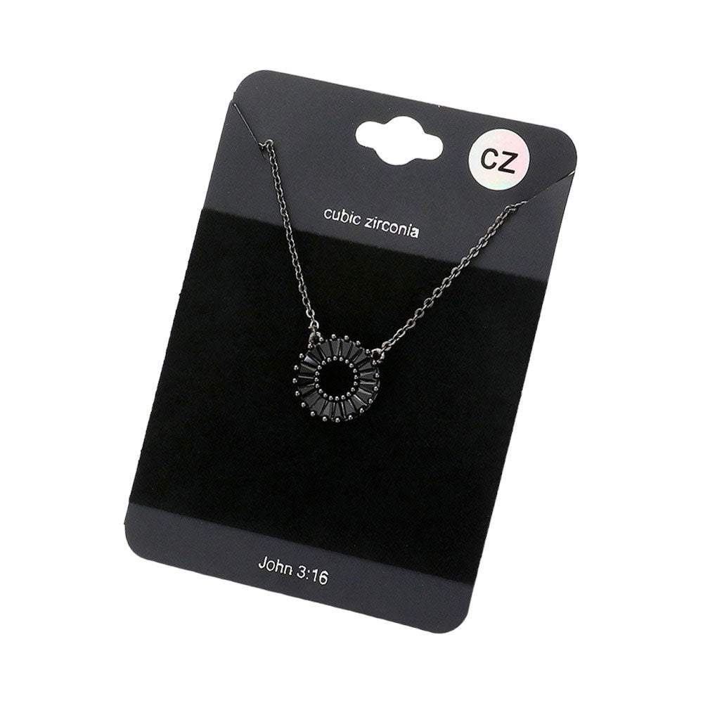 CZ Embellished Open Circle Pendant Necklace - Madeline Love - Flyclothing LLC