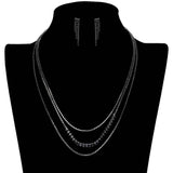 CZ Square Stone Detailed Triple Layered Jewelry Set - Madeline Love - Flyclothing LLC