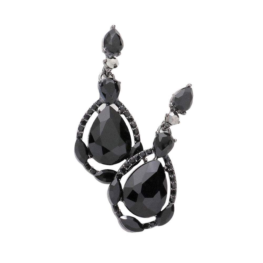 Crystal Rhinestone Teardrop Evening Earrings - Madeline Love - Flyclothing LLC