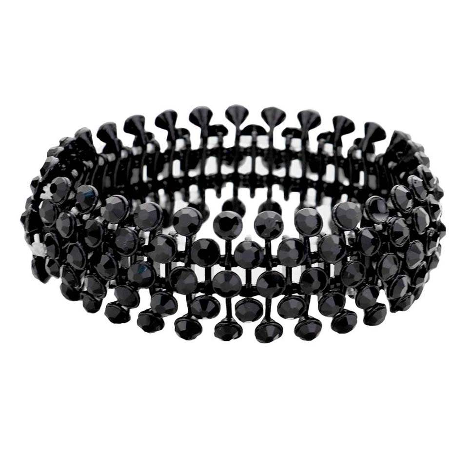 Crystal Round Bubble Stretch Evening Bracelet - Madeline Love - Flyclothing LLC