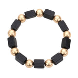 Cube Wood Metal Ball Stretch Bracelet - Madeline Love - Flyclothing LLC