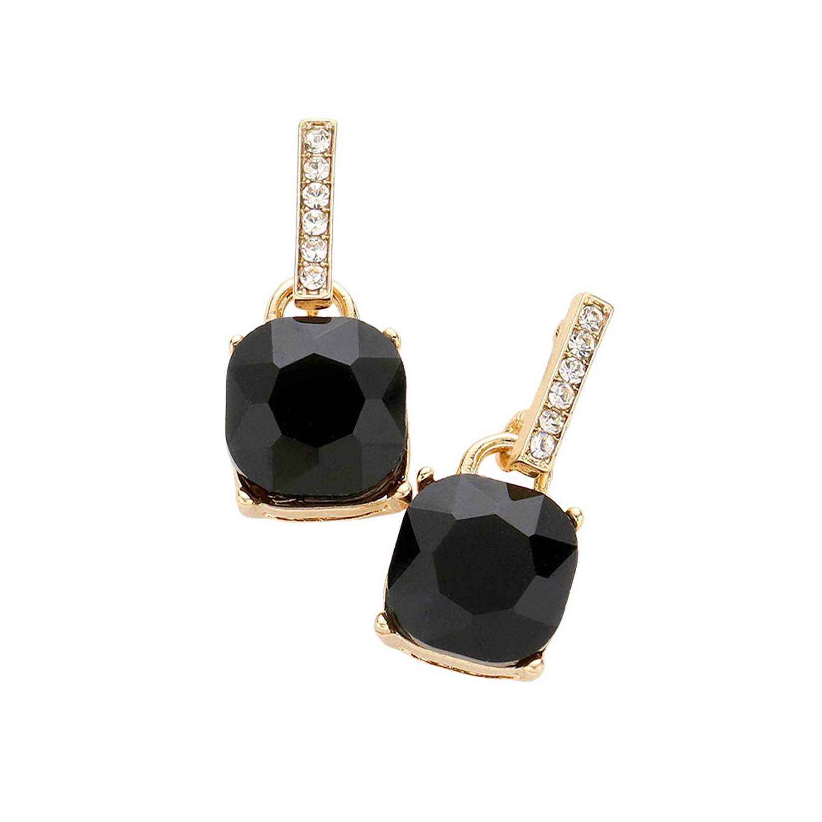 Cushion Square Stone Dangle Evening Earrings - Madeline Love - Flyclothing LLC