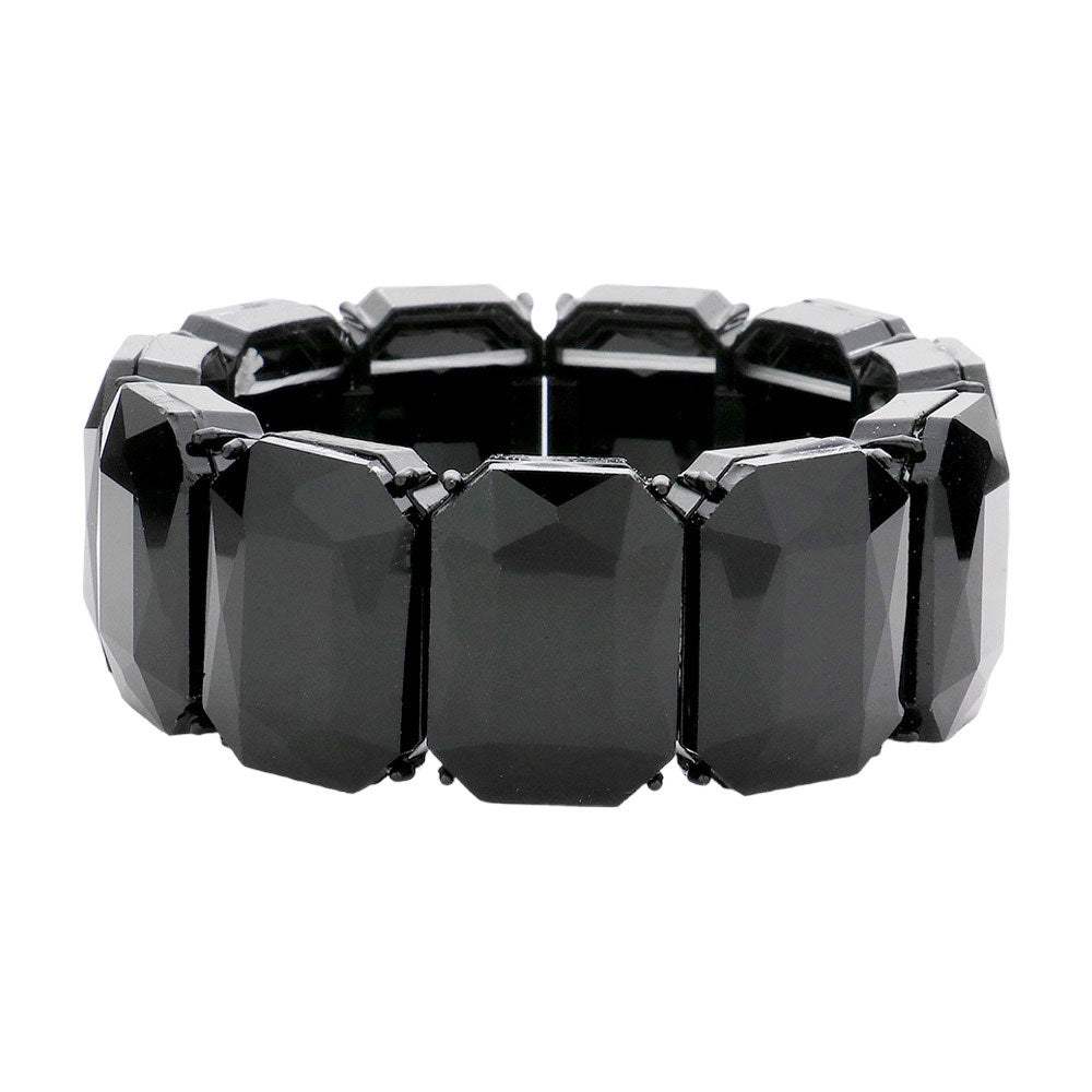 Emerald Cut Stone Stretch Evening Bracelet - Madeline Love - Flyclothing LLC