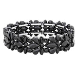 Floral Crystal Stretch Evening Bracelet - Madeline Love - Flyclothing LLC