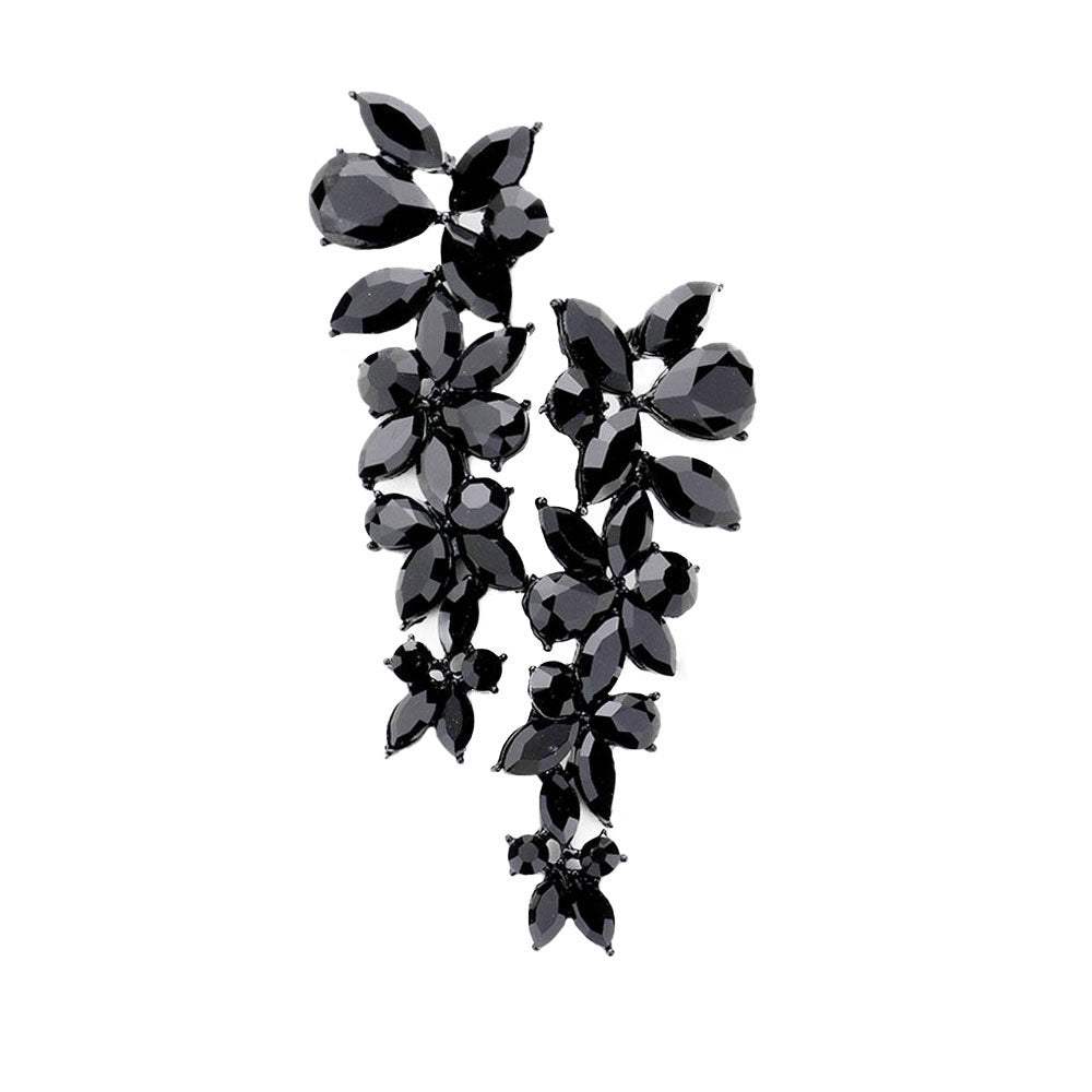 Floral Multi Stone Evening Earrings - Madeline Love - Flyclothing LLC