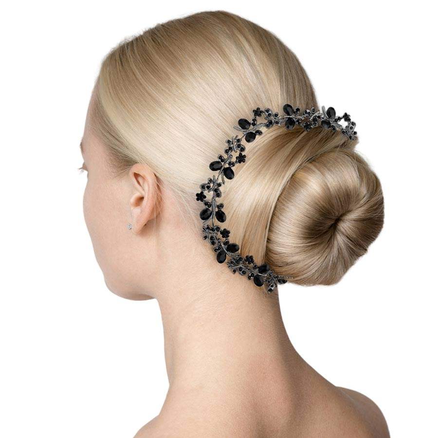 Floral Oval Stone Accented Bun Wrap Headpiece - Madeline Love - Flyclothing LLC