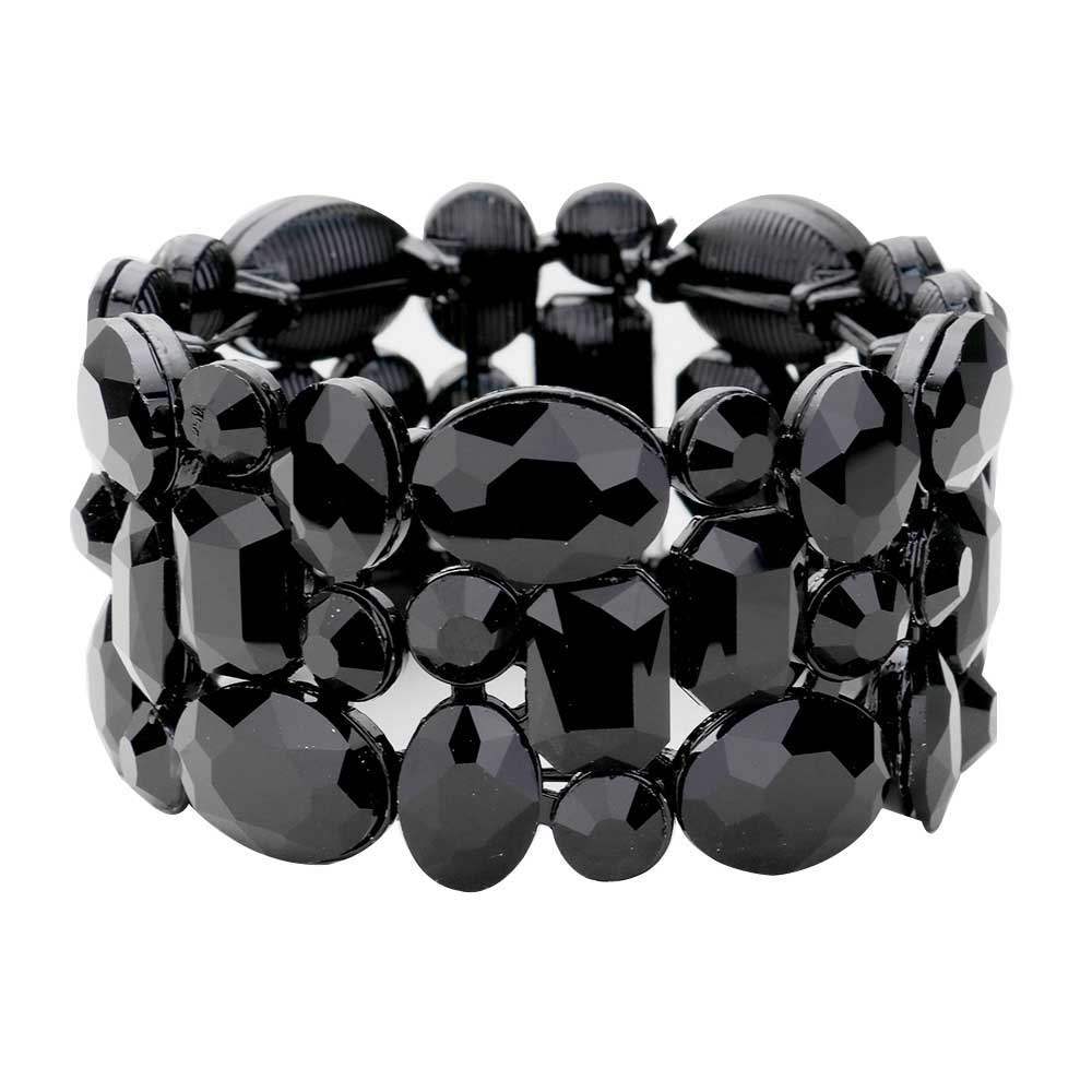 Glass Crystal Stretch Evening Bracelet - Madeline Love - Flyclothing LLC