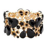 Glass Crystal Teardrop Floral Stretch Evening Bracelet - Madeline Love - Flyclothing LLC