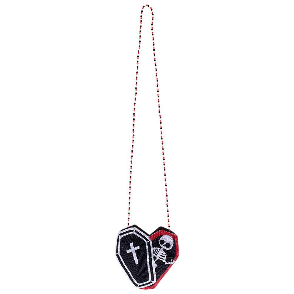 Halloween Skeleton Coffin Beaded Mini Crossbody Bag - Madeline Love - Flyclothing LLC