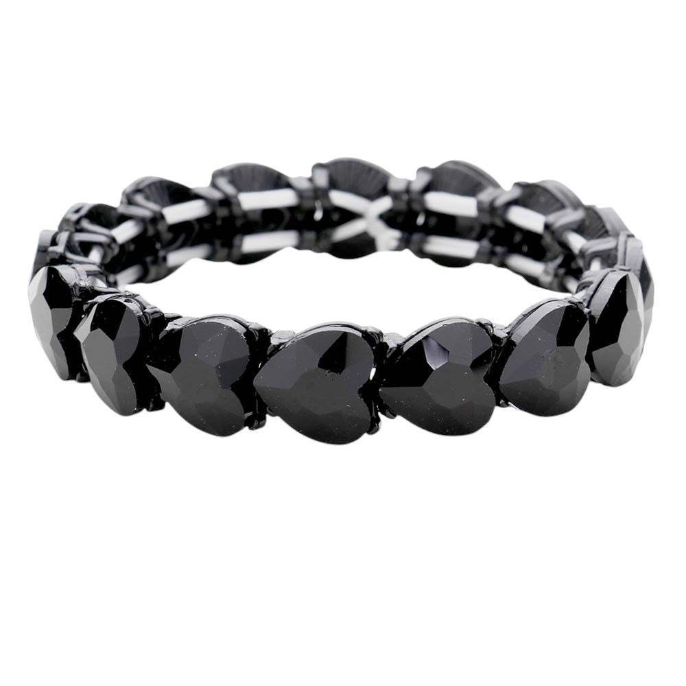 Heart Crystal Stretch Evening Bracelet - Madeline Love - Flyclothing LLC