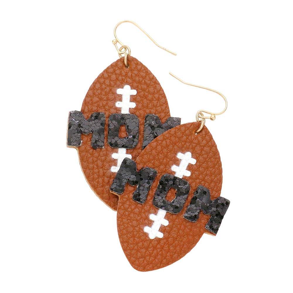 MOM Message Faux Leather Football Dangle Earrings - Madeline Love - Flyclothing LLC
