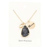 Mama Metal Disc Teardrop Semi Precious Pendant Necklace - Madeline Love - Flyclothing LLC