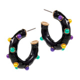 Mardi Gras Pearl Embellished Hoop Earrings - Madeline Love - Flyclothing LLC