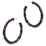 Mardi Gras Rhinestone Embellished Hoop Earrings - Madeline Love - Flyclothing LLC