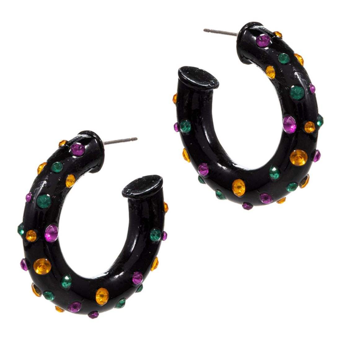 Mardi Gras Rhinestone Embellished Hoop Earrings - Madeline Love - Flyclothing LLC