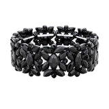 Marquise Floral Oval Crystal Cluster Stretch Evening Bracelet - Madeline Love - Flyclothing LLC