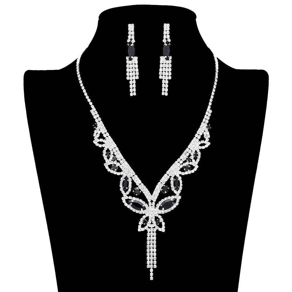 Marquise Round Stone Butterfly Rhinestone Jewelry Set - Madeline Love - Flyclothing LLC