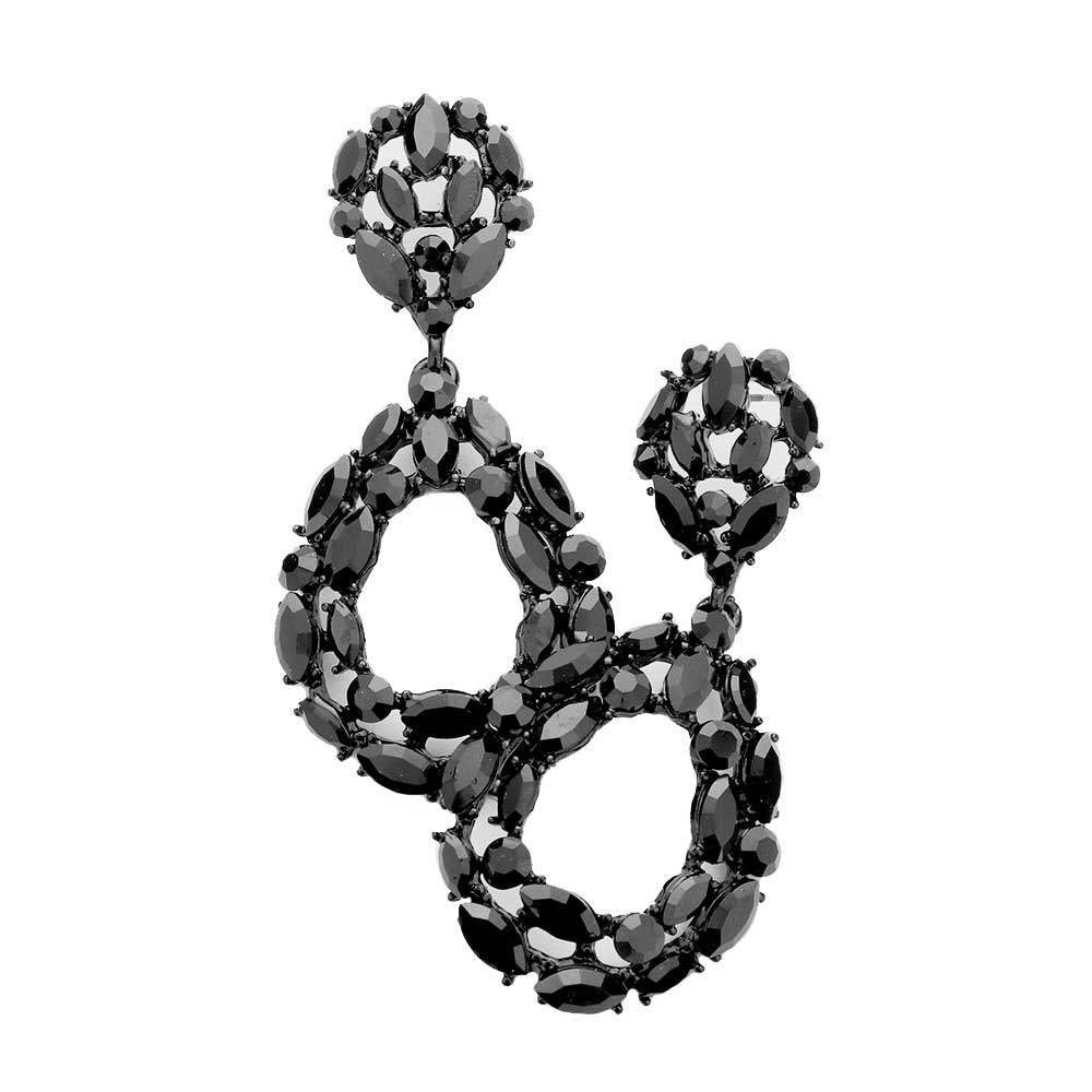 Marquise Round Stone Cluster Open Teardrop Evening Earrings - Madeline Love - Flyclothing LLC