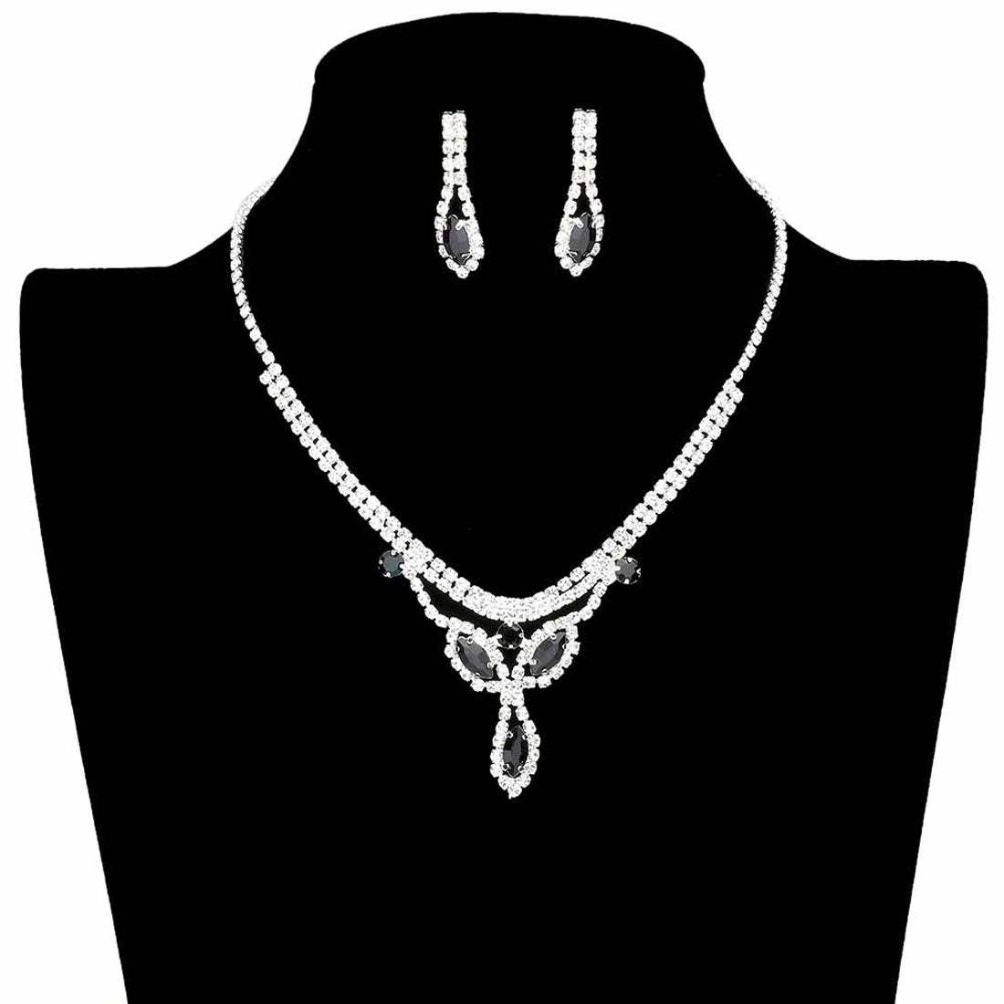 Marquise Stone Accented Rhinestone Pave Necklace - Madeline Love - Flyclothing LLC